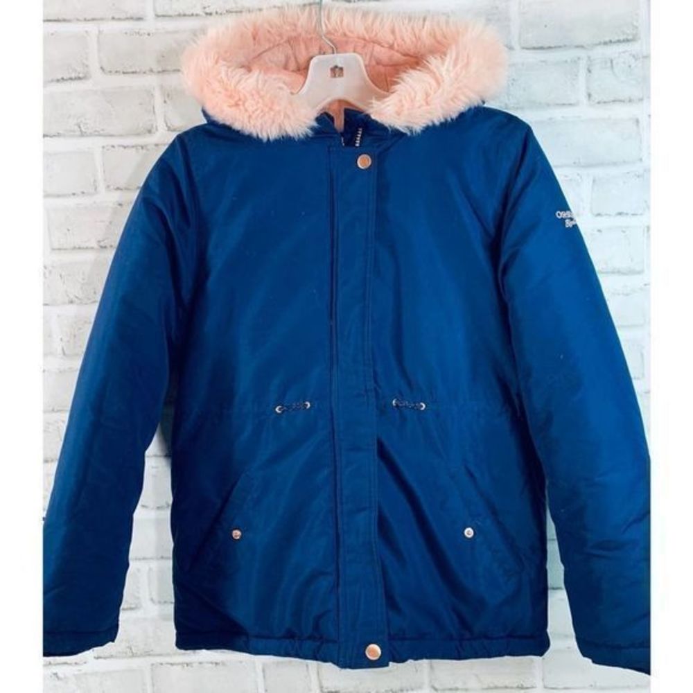 Osh Kosh B' Gosh Girls Faux Fur Navy&Pink Coat 12